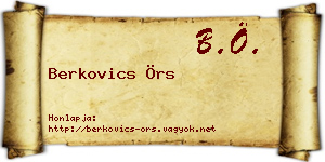 Berkovics Örs névjegykártya